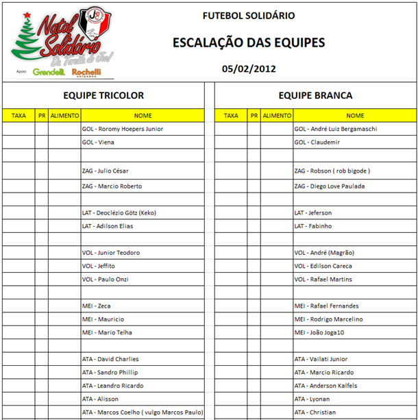 equipes escaladas equipes escaladas